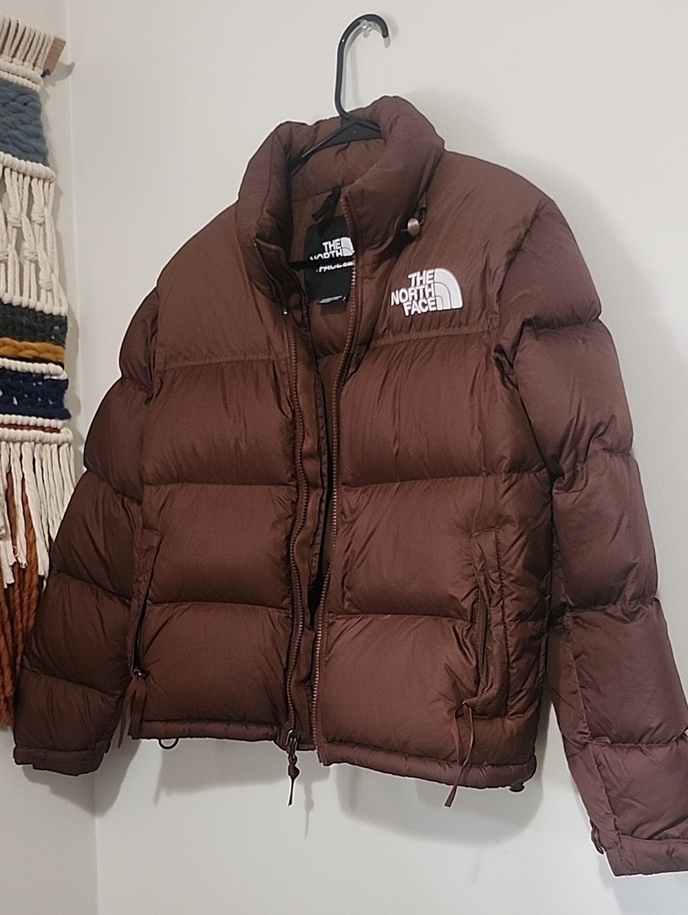 The North Face Brown Puffer Jacket with White Logo